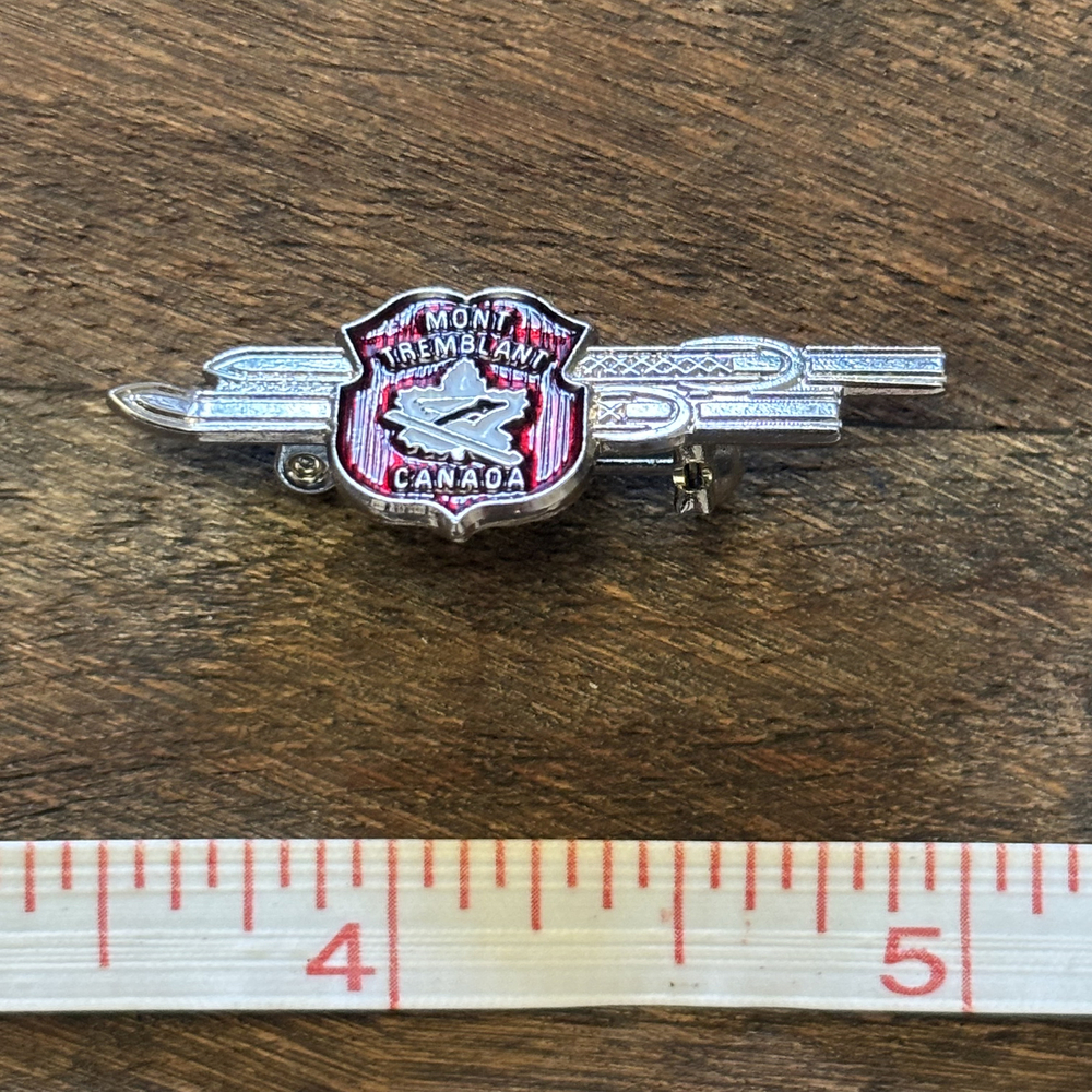Mont Tremblant Canada Ski Faux Enamel Pin Silver Tone